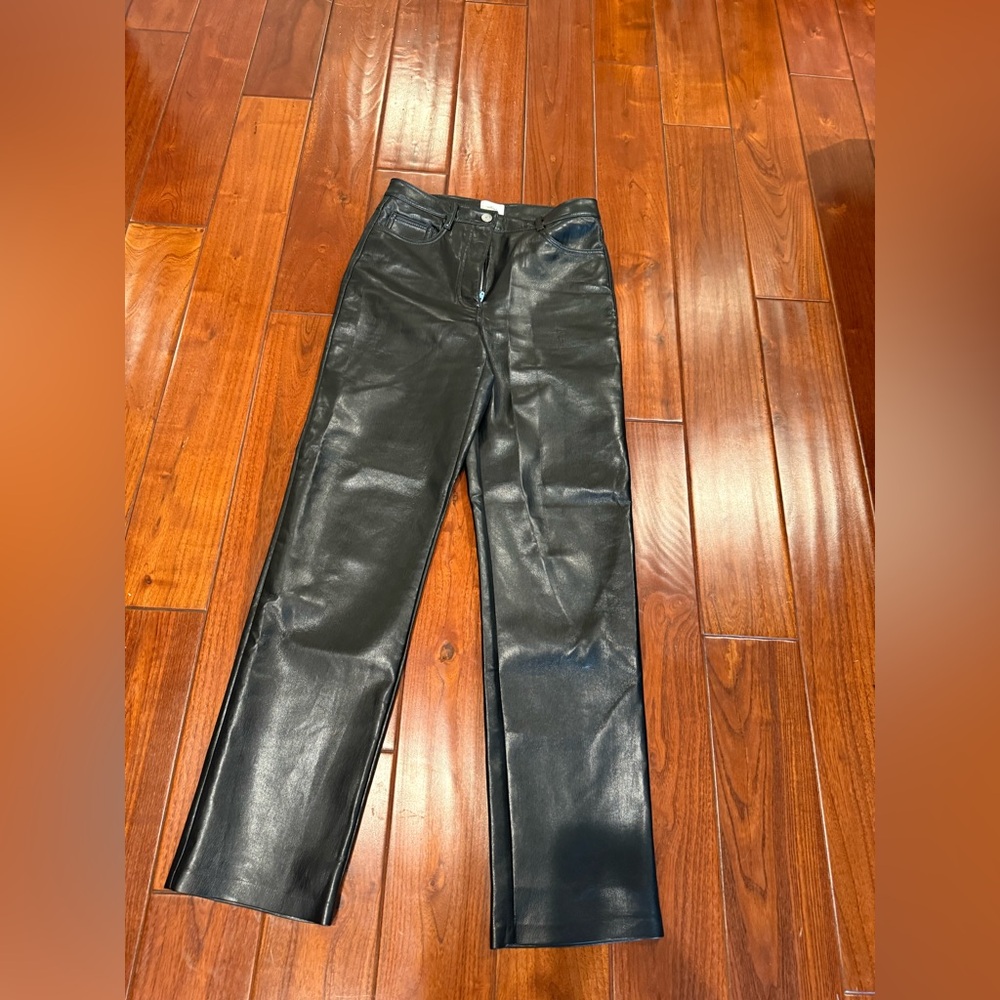 Artizia Wilfred faux leather pants in black size 4